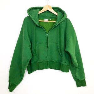 TNA sweatfleece cozy fleece, green boyfriend, fit hoodie